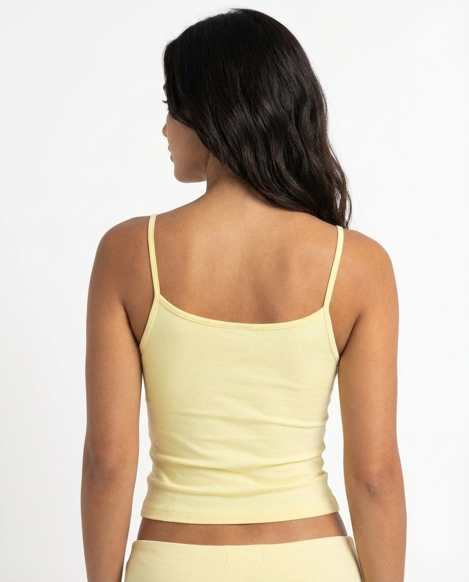 Albanian Eagle Crop Tank in Butter Yellow — back view | Hajde Zemer