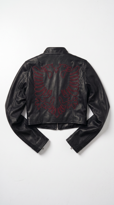 Albanian Eagle Cropped Racer Jacket — Women's