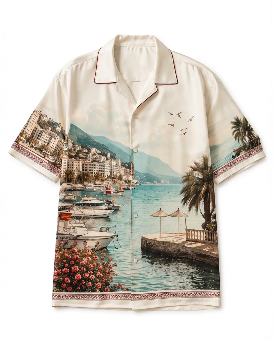 Albanian Riviera Button-Down Shirt - Flat Lay