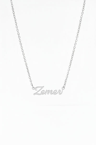 Zemer Script Necklace — Silver