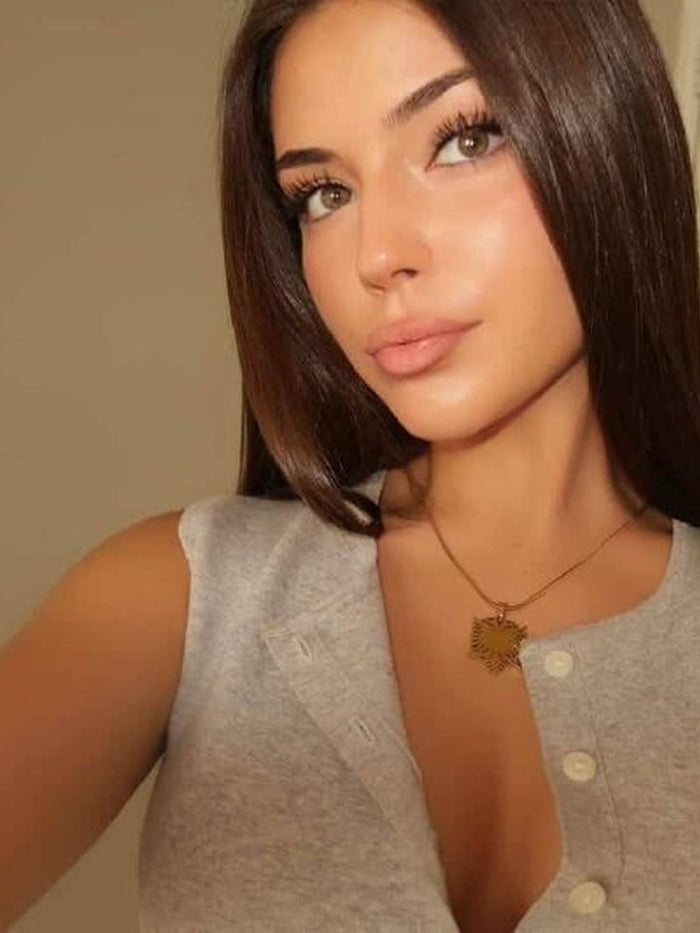Albanian Eagle Pendant Necklace worn by a customer — Hajde Zemer
