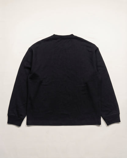 Hajde Zemer Peshkaqen Longsleeve in black — back, plain heavyweight cotton-blend longsleeve, flat lay