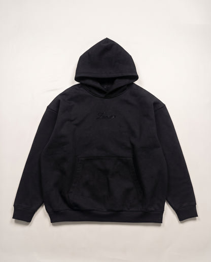 Eagle Rhinestone Hoodie in black, front view — plain heavyweight cotton hoodie, flat lay