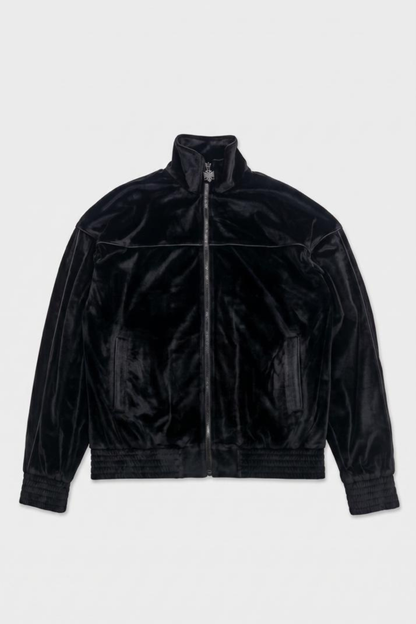 Albanian Velour Jacket - Black Stitch | eagle embroidery | Hajde Zemer