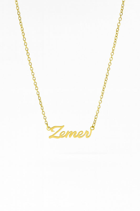 Zemer Script Necklace — Gold