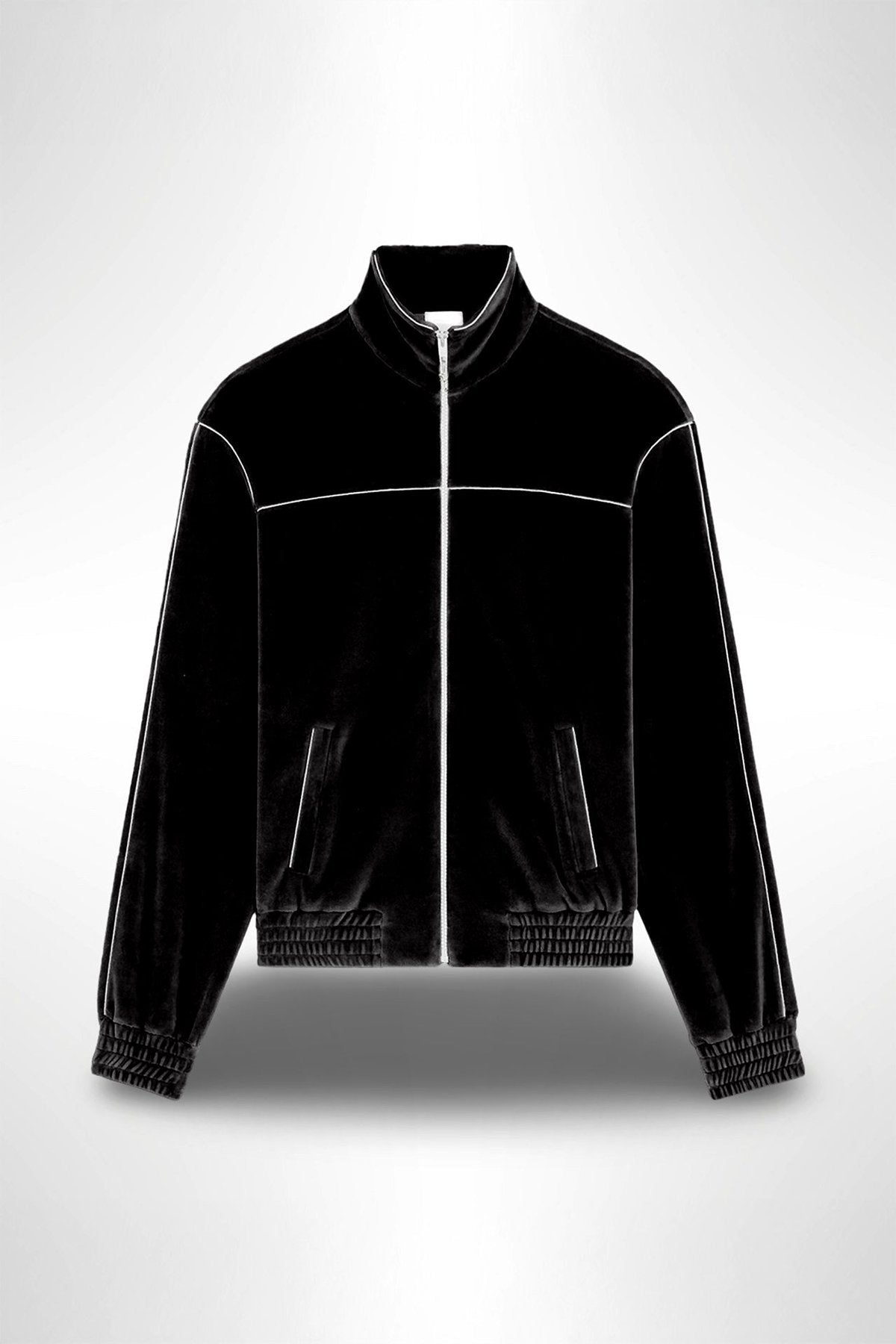 Albanian Velour Tracksuit Set White Stitch Jacket Front | Hajde Zemer