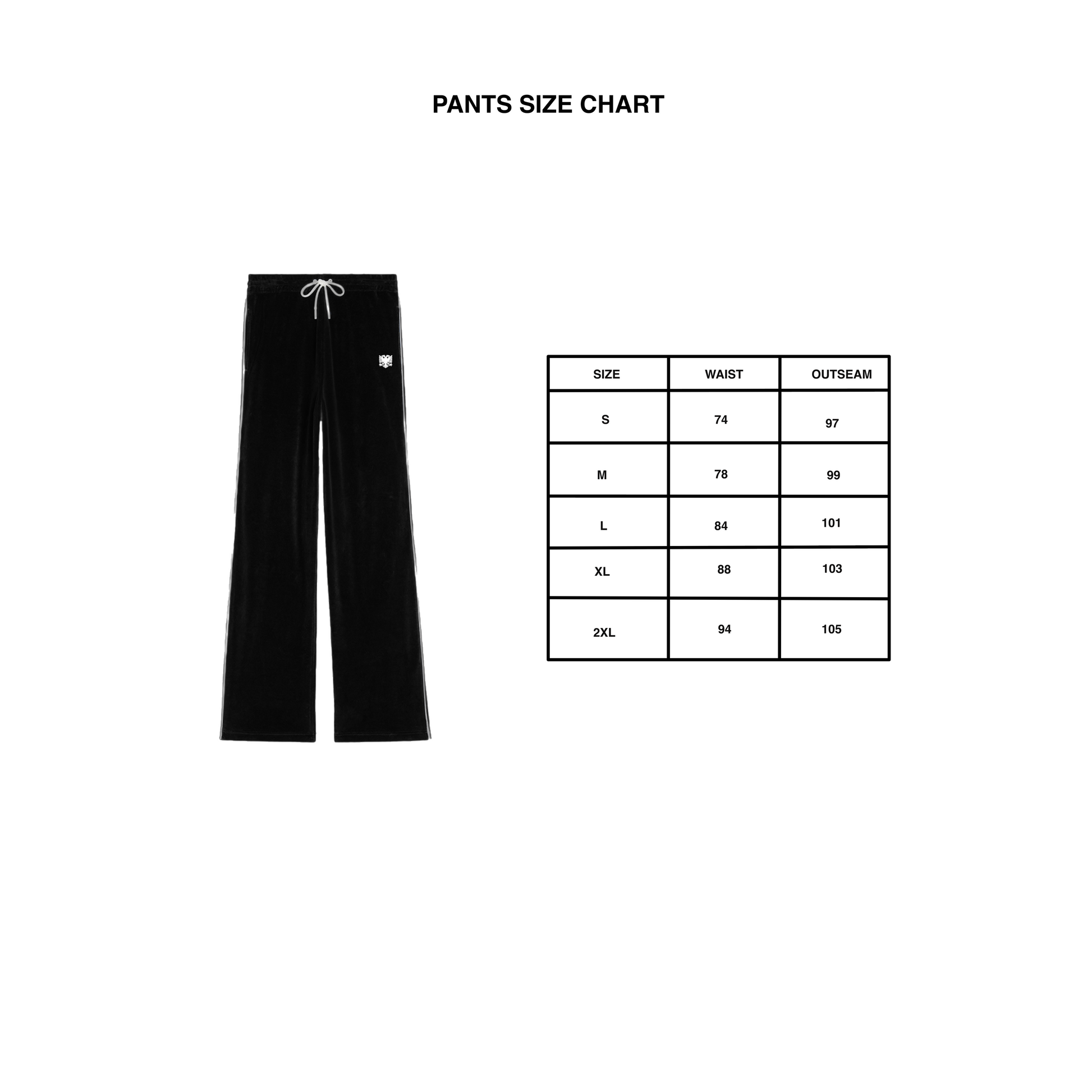 PANTS SIZE CHART