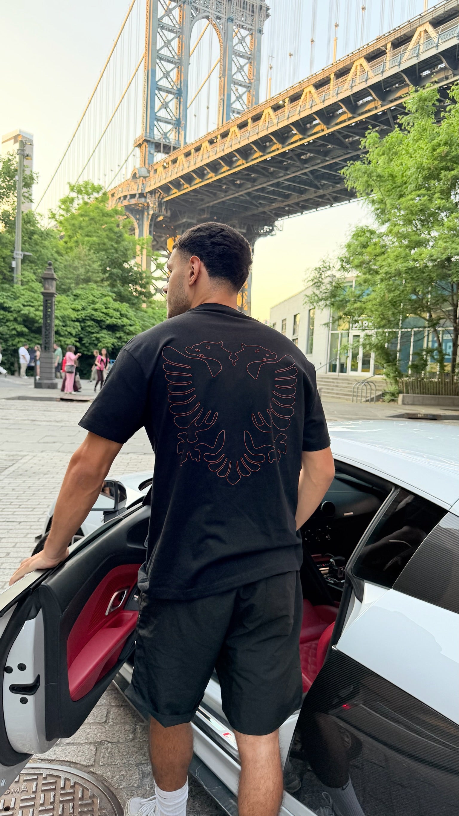 Albanian Eagle Zemer Eagle Print Tee — on model | Hajde Zemer