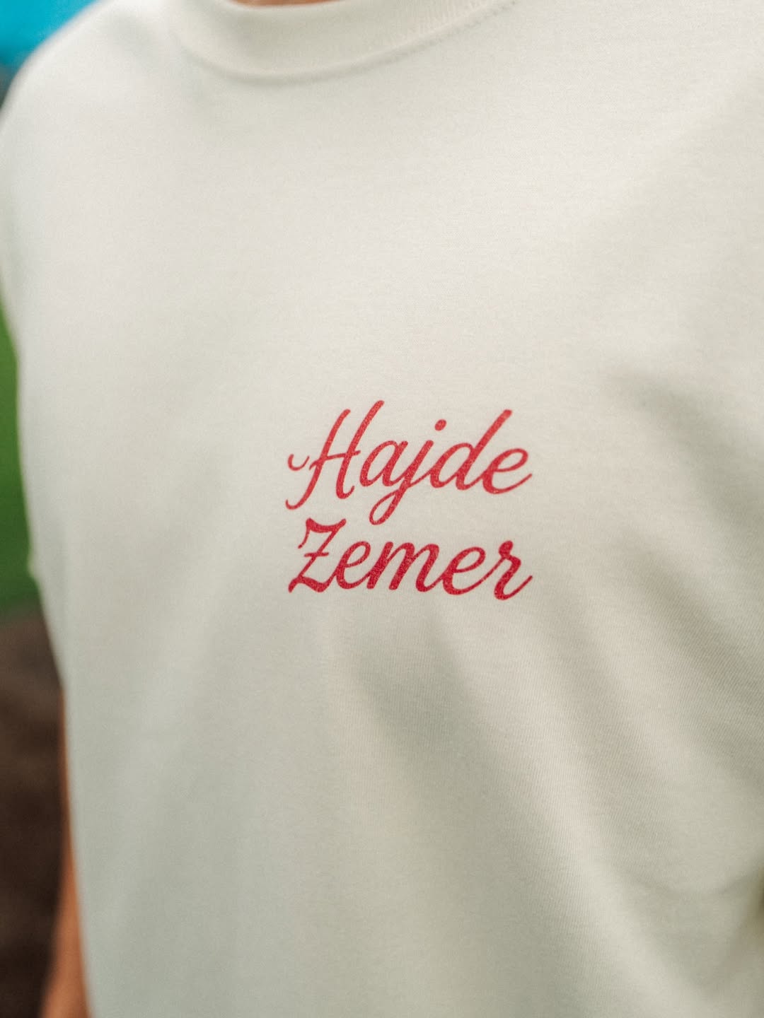 Albanian Graphic Tee — Make Byrek Not War Tee — close-up | Hajde Zemer