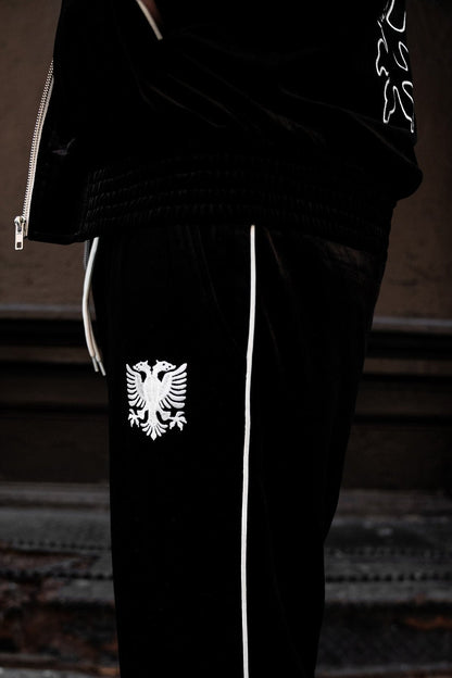ALBANIAN VELOUR PANTS - WHITE STITCH