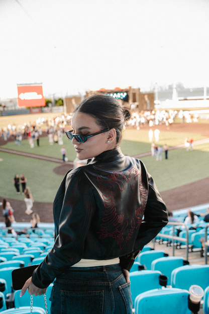 Albanian Eagle Cropped Racer Jacket — Women's