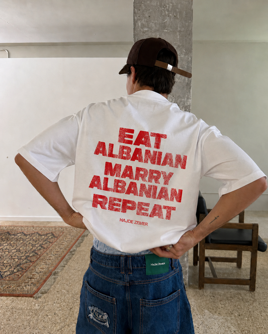 Eat Albanian, Marry Albanian, Repeat Tee — Kids - Back | Hajde Zemer