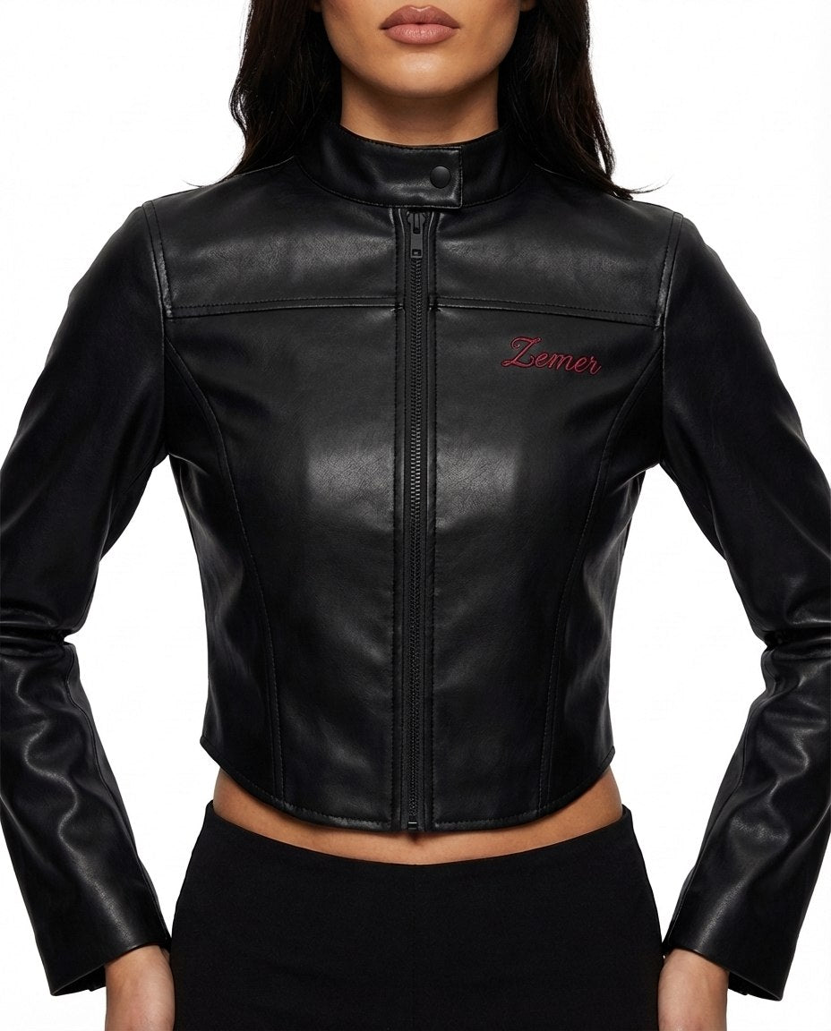 Albanian Eagle Cropped Racer Jacket — Women's