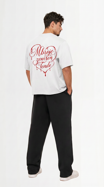 Albanian Graphic Tee — MZT Tee — Mbroje Zemren Tende — lifestyle shot | Hajde Zemer