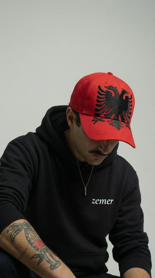 Albanian Eagle Hat - Red — detail view | Hajde Zemer