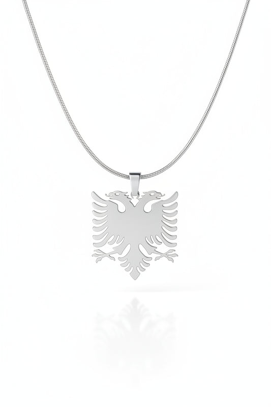 Albanian Eagle Pendant Necklace Silver