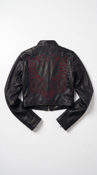 Albanian Eagle Cropped Racer Jacket — Women's
