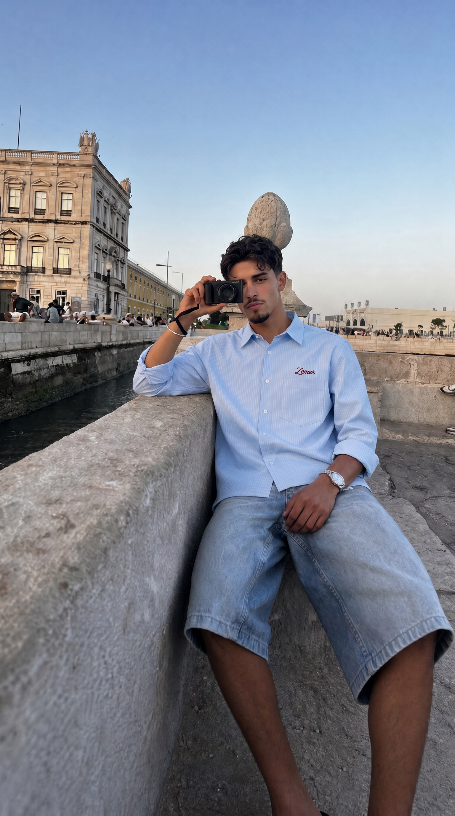 Albanian Eagle Crop Button-Down — on model | Hajde Zemer