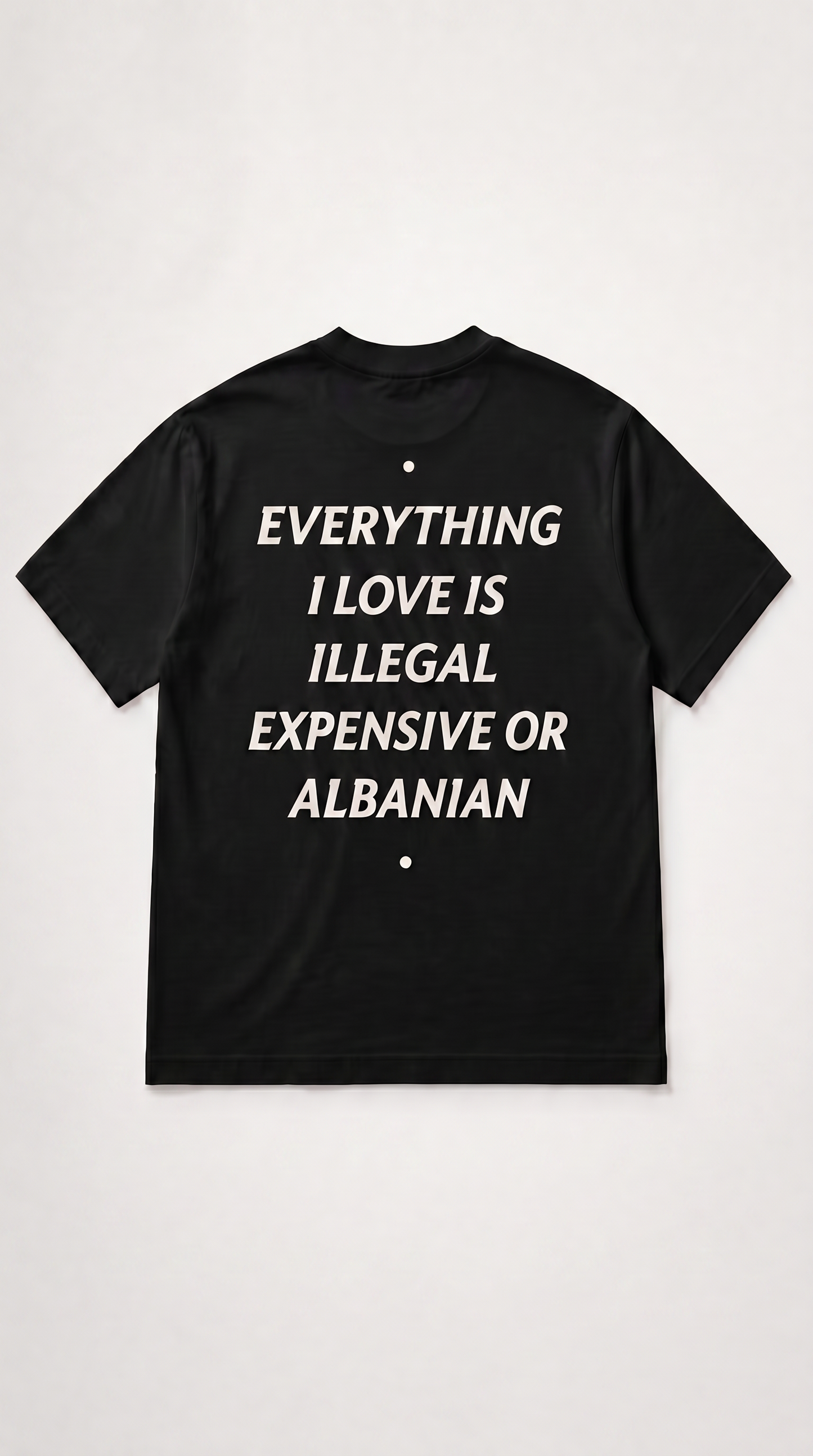 Albanian Graphic Tee — Expensive or Albanian Tee — close-up | Hajde Zemer