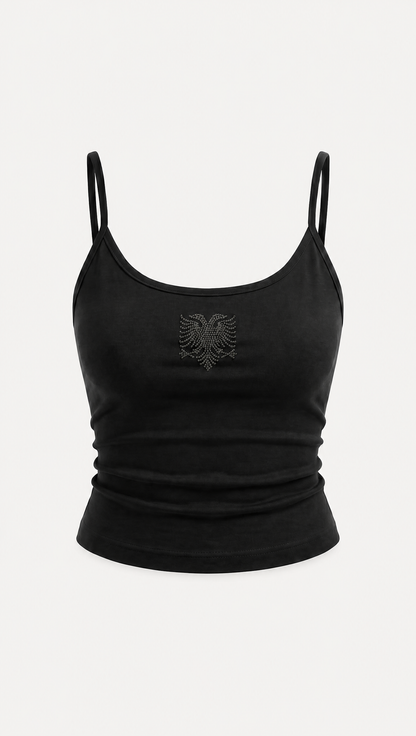 Albanian Eagle Crop Tank — close-up | Hajde Zemer