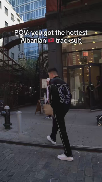 Albanian Velour Set — White Stitch (Jacket + Pants)