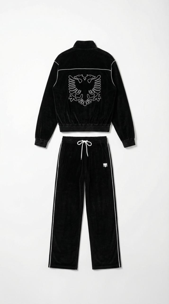 Hajde Zemer Albanian Velour Set — White Stitch (Jacket + Pants)