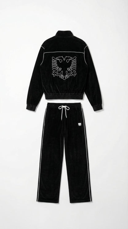Hajde Zemer Albanian Velour Set — White Stitch (Jacket + Pants)