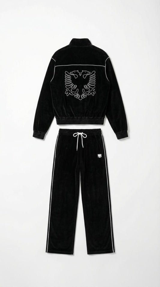 Hajde Zemer Albanian Velour Set — White Stitch (Jacket + Pants)