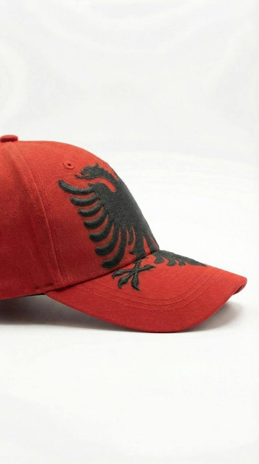 Albanian Eagle Hat - Red — on model | Hajde Zemer