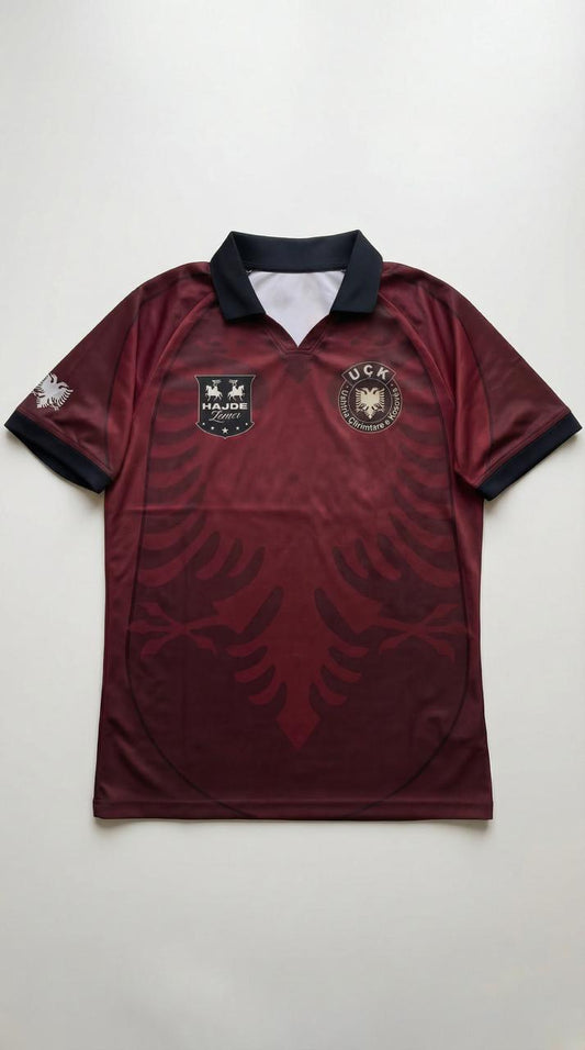 Customer wearing Albanian Eagle Football Jersey