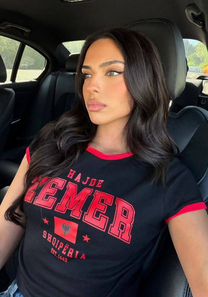 Customer wearing Zemer Baby Tee