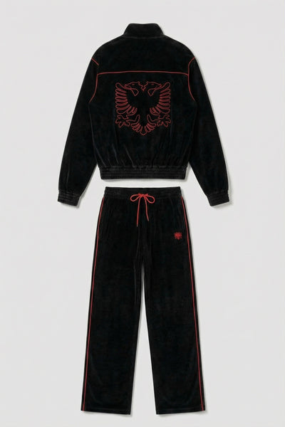 Albanian Velour Set - Red Stitch (Jacket + Pants)